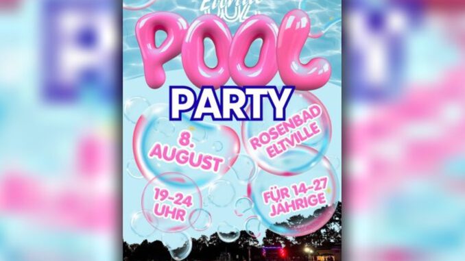Sommerabend im Rosenbad: Poolparty für 14 bis 27-Jährige am 8. August